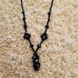 NWOT Black Jet Bead Necklace Faceted Magnet Clasp